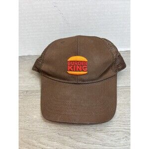 Burger King Employee Uniform Trucker Cap Hat Mesh Snapback Brown